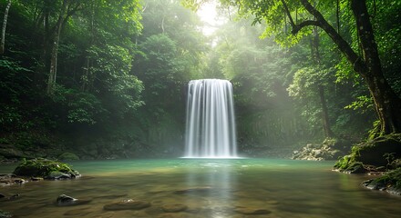 Waterfall in Tropical Forest
