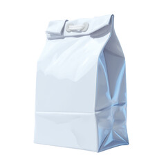 3D Cartoon style White paper bag isolated on a transparent background