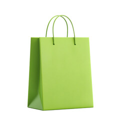 3D Cartoon style Green paper bag isolated on a transparent background