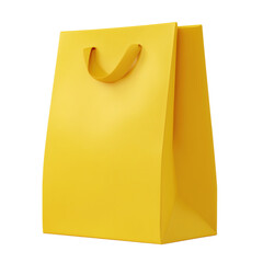 3D Yellow paper bag isolated on a transparent background