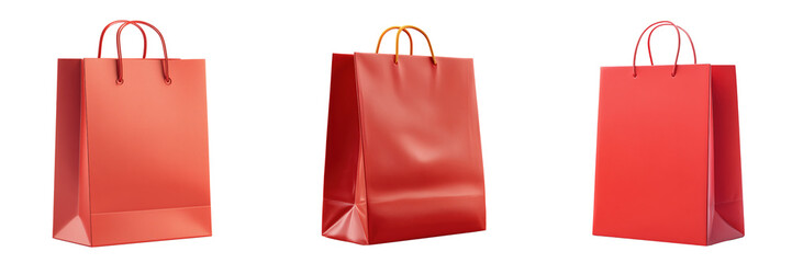 Set of Red paper bag isolated on a transparent background