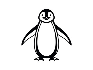 Obraz premium Vector illustration of a black silhouette of a penguin. Isolated white background