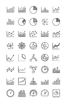 Data Visualization Icon Set &ndash; Grid of Chart and Graph Symbols for Analytics UI