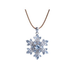 Elegant Snowflake Pendant Necklace on Brown Cord