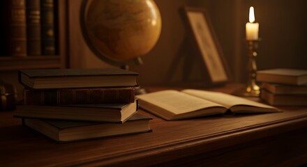 Book Globe Candle Study