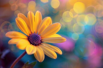 Vibrant yellow flower soft bokeh background