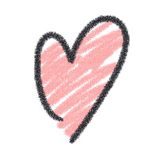 クレヨンで手描きしたハート　クレヨン塗りつぶし
