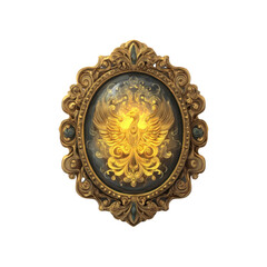 Ornate Golden Frame with Illuminated Phoenix Emblem