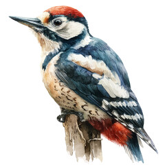 Woodpecker in watercolor style, vector illustration, isolated on white background.