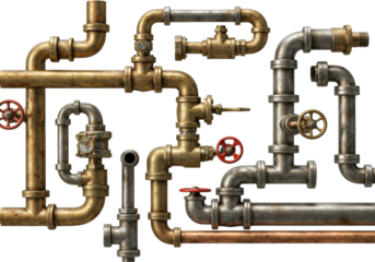 Industrial pipe installation process workshop series mechanical environment plumbing systems. Cut out png