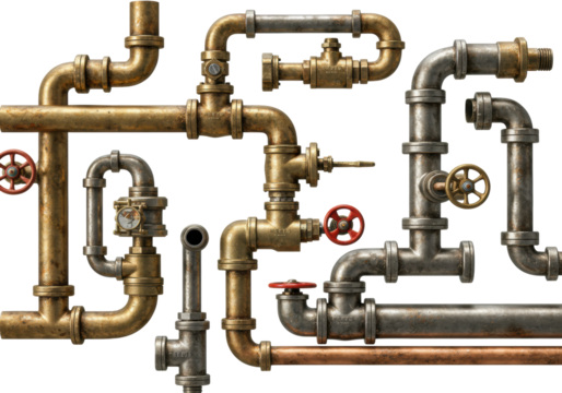 Industrial pipe installation process workshop series mechanical environment plumbing systems. Cut out png