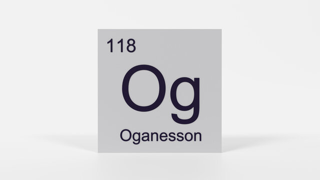 Oganesson Element 3D Render - Periodic Table Box with Atomic Number 118, Scientific Education, Chemistry Classroom, Modern Science Poster, and Laboratory Wall Art