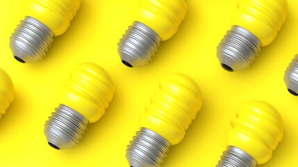 Repeating pattern of bright yellow light bulbs on yellow background