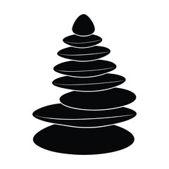 Serene Stacked Stones Silhouette Image Perfect for Wellness on White Background