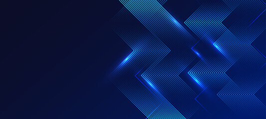 Obraz premium Futuristic blue glowing lines on dark abstract tech background 