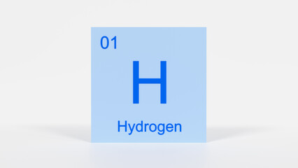 Hydrogen Element 3D Render - Periodic Table Box with Atomic Number 1, Scientific Education, Chemistry Classroom, Modern Science Poster, and Laboratory Wall Art