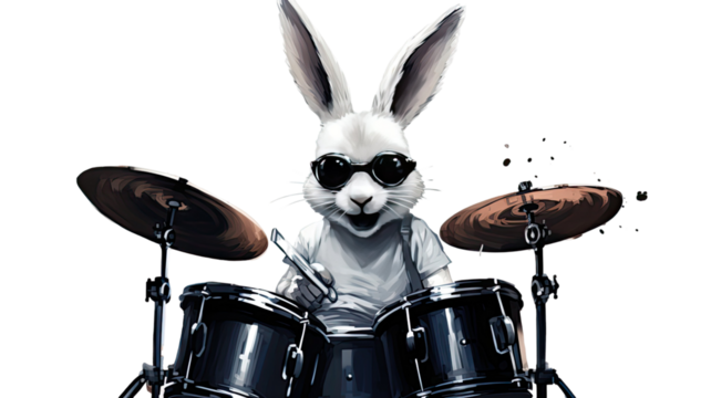 Drum kit on the stage isolated on white background