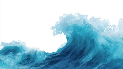 Ocean wave turquoise blue water isolated on white background High resolution image