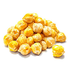 A watercolor painting of Chickpeas, vector illustration on white background.