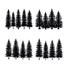 pine tree  silhouette vector set,pine trees icons