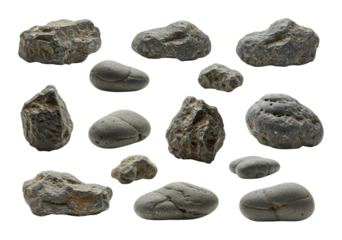Natural stone collection display outdoor setting natural environment rock textures for seo. Cut out png
