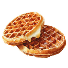 Watercolor vector illustration of Waffle, isolated on white background.