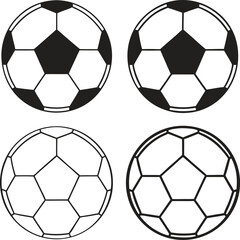 Obraz premium Four black and white soccer balls sports graphic