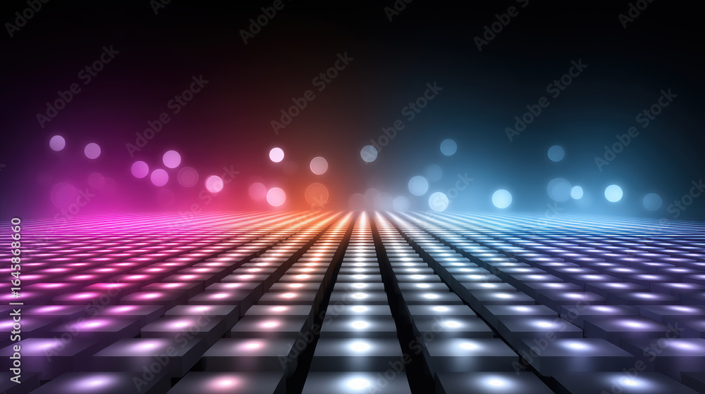 Aufkleber colorful semiconductor light grid with glowing bokeh effect creating futuristic and vibrant technolo