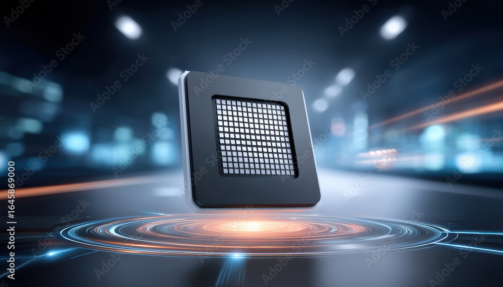 Poster semiconductor chip technology digital circuit electronic device microchip processor innovation futur