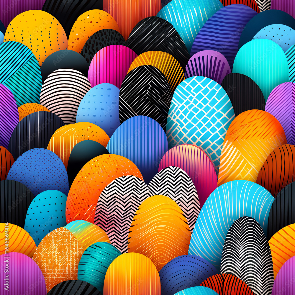 Aufkleber colorful abstract geometric pattern background with vibrant circles and ovals