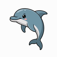 Fototapeta premium Cute Cartoon Dolphin Illustration