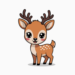 Cute cartoon deer character with antlers, adorable design, animal illustration, children's art, playful style