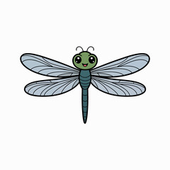 Cute cartoon dragonfly illustration, whimsical insect art