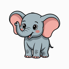 Fototapeta premium Cute cartoon elephant illustration, playful, adorable