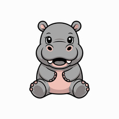 Fototapeta premium Cute Cartoon Hippo Character Illustration
