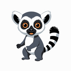 Obraz premium Cute cartoon lemur character design, animal illustration