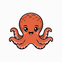 Cute Cartoon Octopus Character Illustration