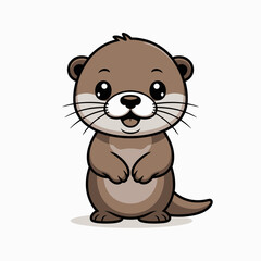 Obraz premium Cute cartoon otter illustration, animal character, playful