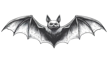 Obraz premium Flying Bat Illustration with Spread - Out Wings on White Background 