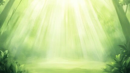 Fototapeta premium Sunbeams Illuminate Lush Green Forest