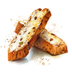 A watercolor painting of Biscotti, vector illustration on white background.