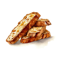 Biscotti, watercolor painting, vector illustration, isolated on a white background.