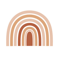 Obraz premium Abstract illustration featuring a minimalist rainbow in earthy tones, isolated on white.