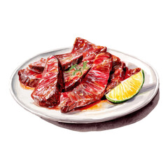 Watercolor vector illustration of Carne Asada, isolated on white background.