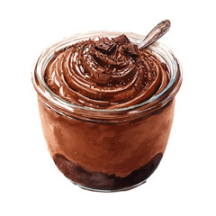 A watercolor painting of Chocolate Mousse, vector illustration on white background.