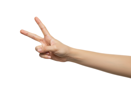 Victory gesture human hand symbolic minimalistic peace concept. Cut out png