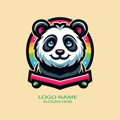 Panda  mascot colorful style logo icon vector .