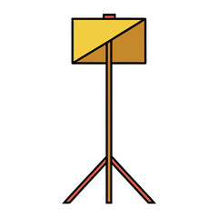 Fototapeta premium Simple illustration of a yellow and brown divided sign on a tripod stand
