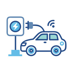 Naklejka premium Electric Vehicle (EV) Charging Station for Clean Transportation