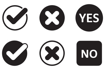 Fototapeta premium Yes No Check and Cross Marks Representing Agreement Rejection and Choices in Business and Data Communication